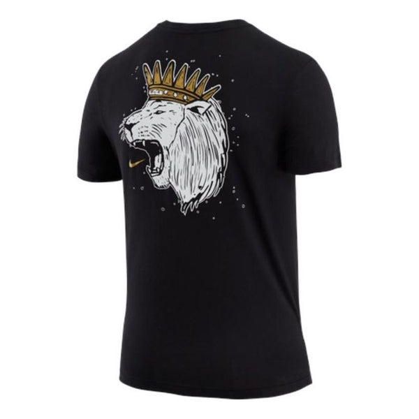 

Футболка Men's Nike Dri-Fit Lebron Hand Painted Crown Animal Pattern Printing Basketball Sports Short Sleeve Black T-Shirt, мультиколор