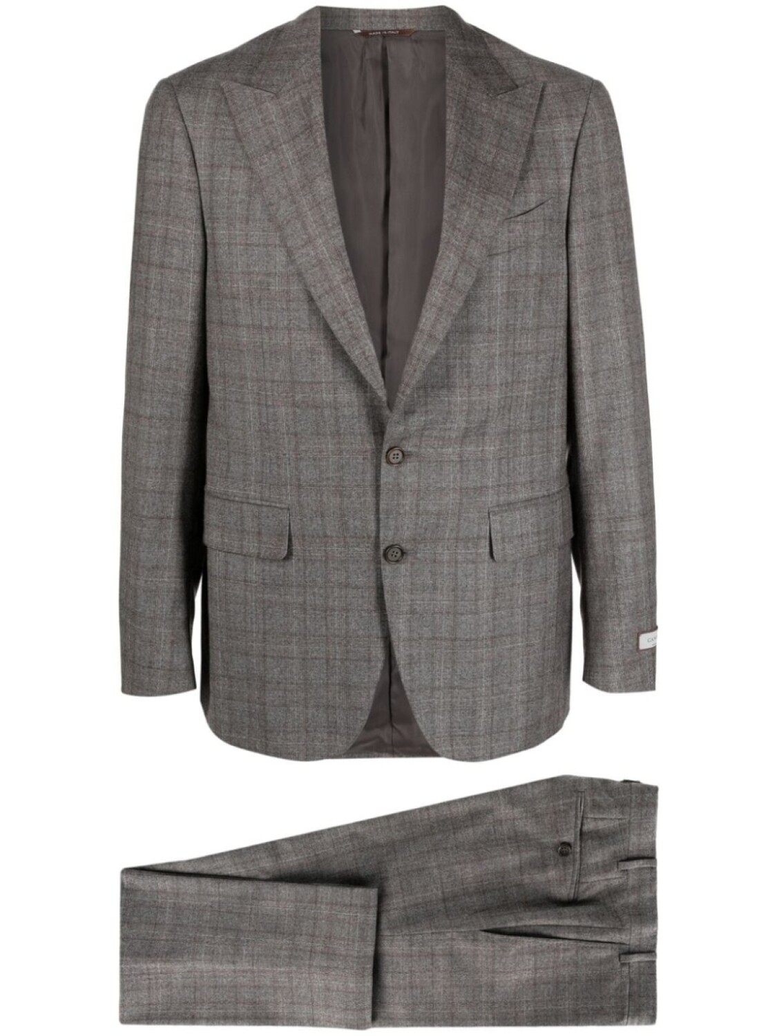 

Canali шерстяной клетчатый костюм с однобортным пиджаком, коричневый