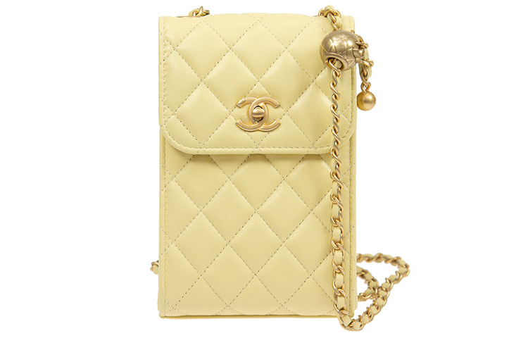 

CHANEL Женский чехол для телефона из овчины желтый