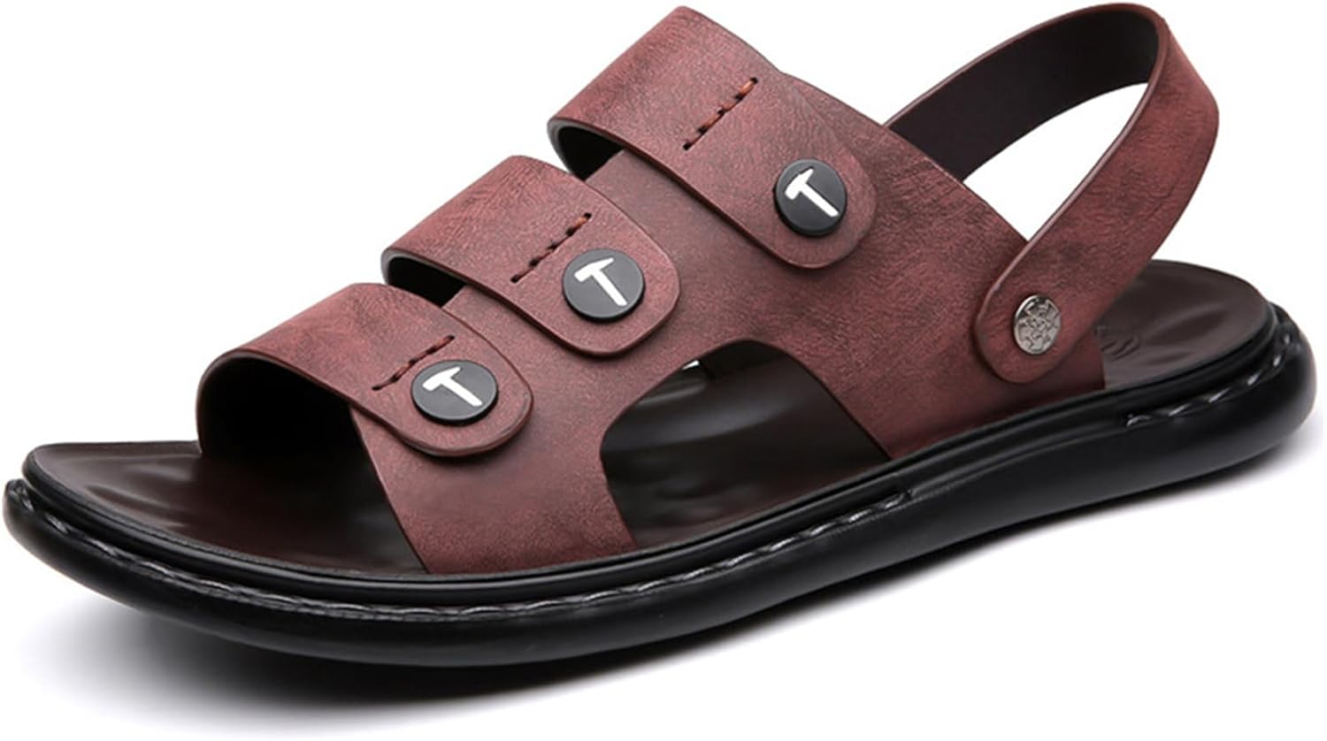 

Мужские сандалии с открытым носком - легкие кожаные сандалии, дышащие прогулочные туфли для повседневной носки или путешествий на открытом воздухе Abborora, темно-коричневый