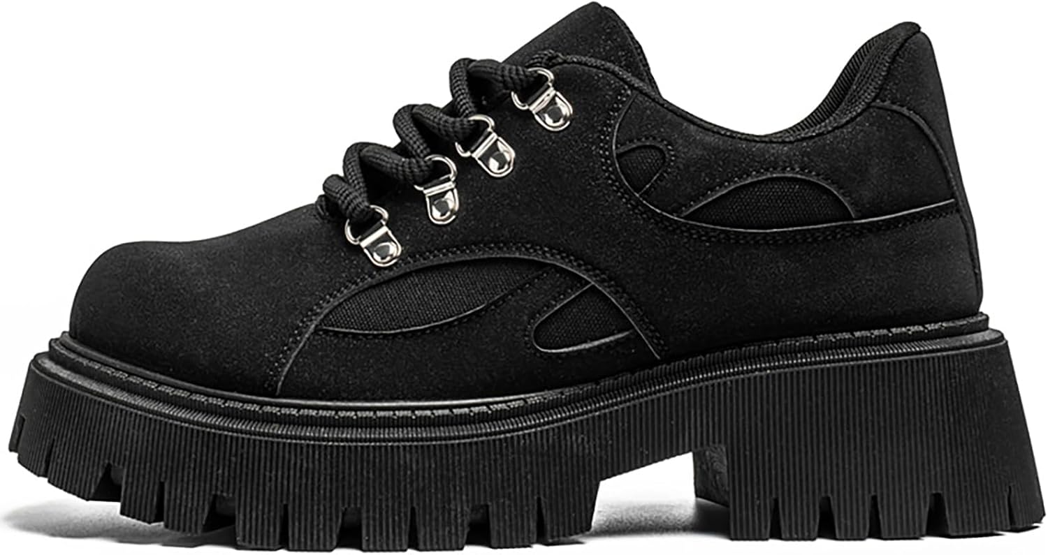 

Мужские оксфорды на массивной платформе с толстым каблуком, модные туфли с круглым носком и рифленой подошвой, увеличивающие рост, для деловых встреч, готических вечеринок, свиданий и выпускных Nengmaon, черный