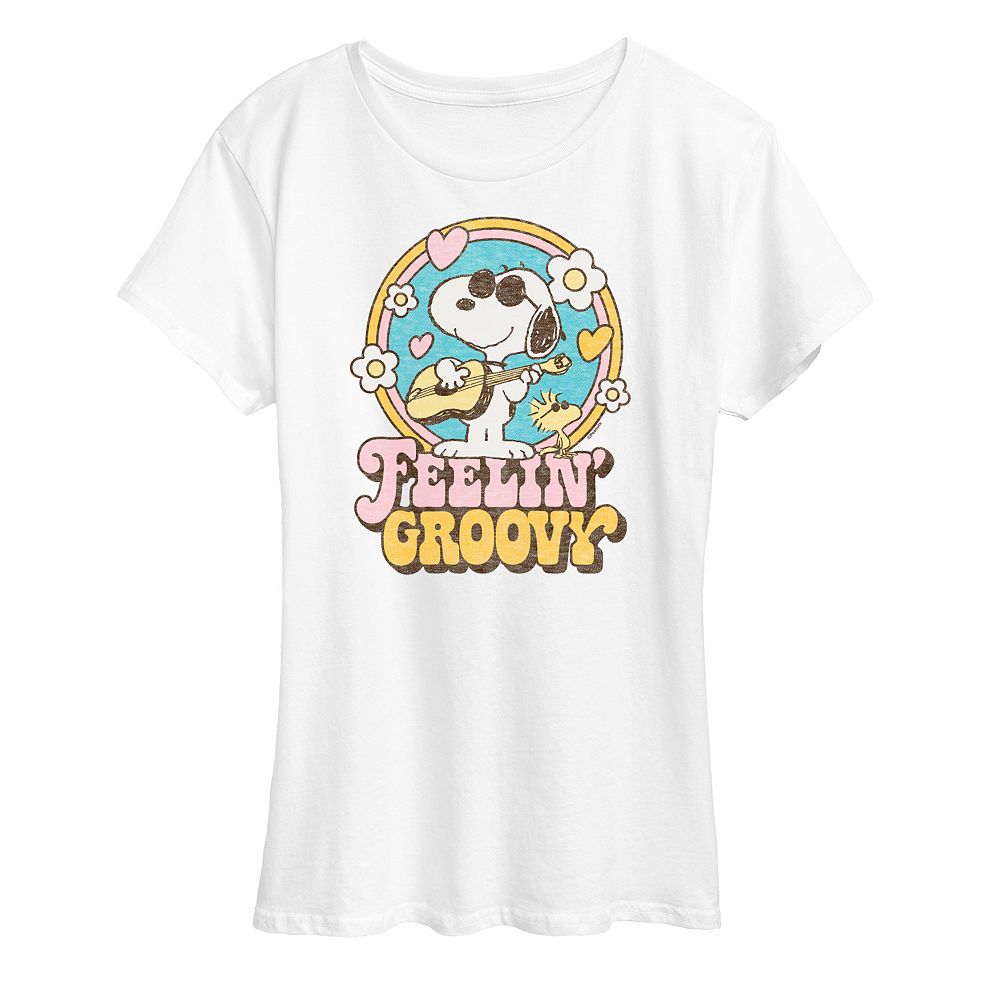 

Женская футболка с рисунком Peanuts Snoopy Feelin' Groovy Licensed Character, белый