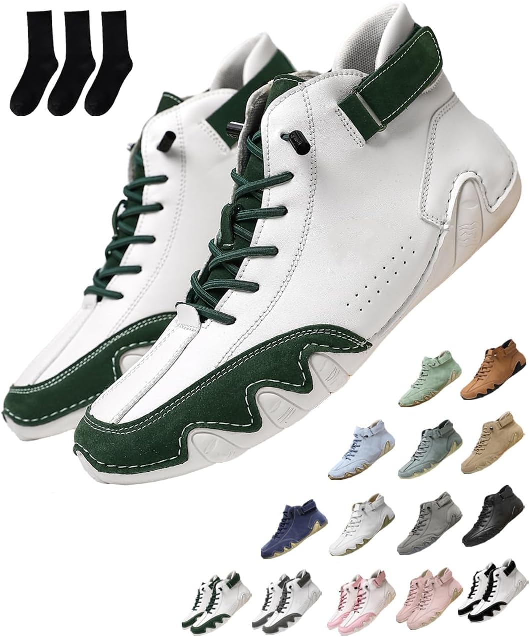 

Удобная обувь для мужчин и женщин для улицы - ортопедические слипоны, модная повседневная обувь - ручная работа, замшевые, дышащие, нескользящие кроссовки для повседневной носки на улице Generic, белый/зеленый