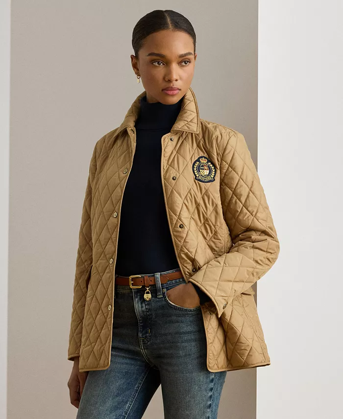 

Женская стеганая куртка с гербом Lauren Ralph Lauren, коричневый/бежевый