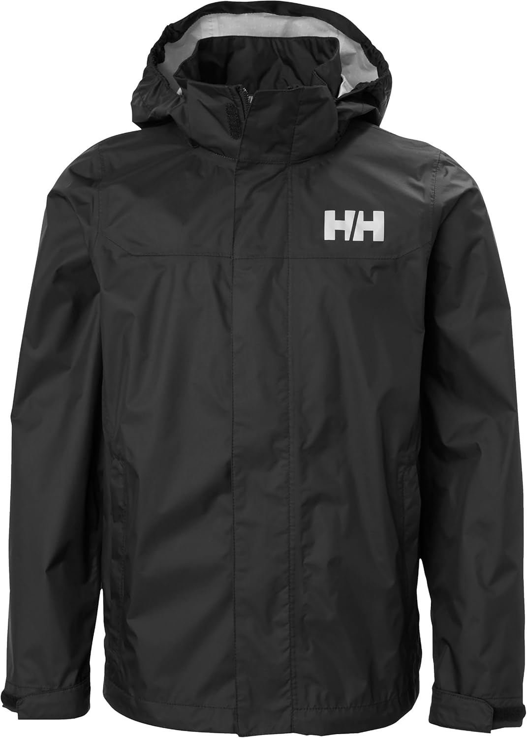 Детская куртка Helly-Hansen Jr Loke, унисекс, дождевик с молнией YKK, съемный капюшон, регулируемые манжеты, из переработанного материала Helly Hansen, 990 Black — фото 4