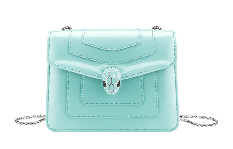 

BVLGARI Сумка через плечо Serpenti Forever из телячьей кожи малая женская голубая