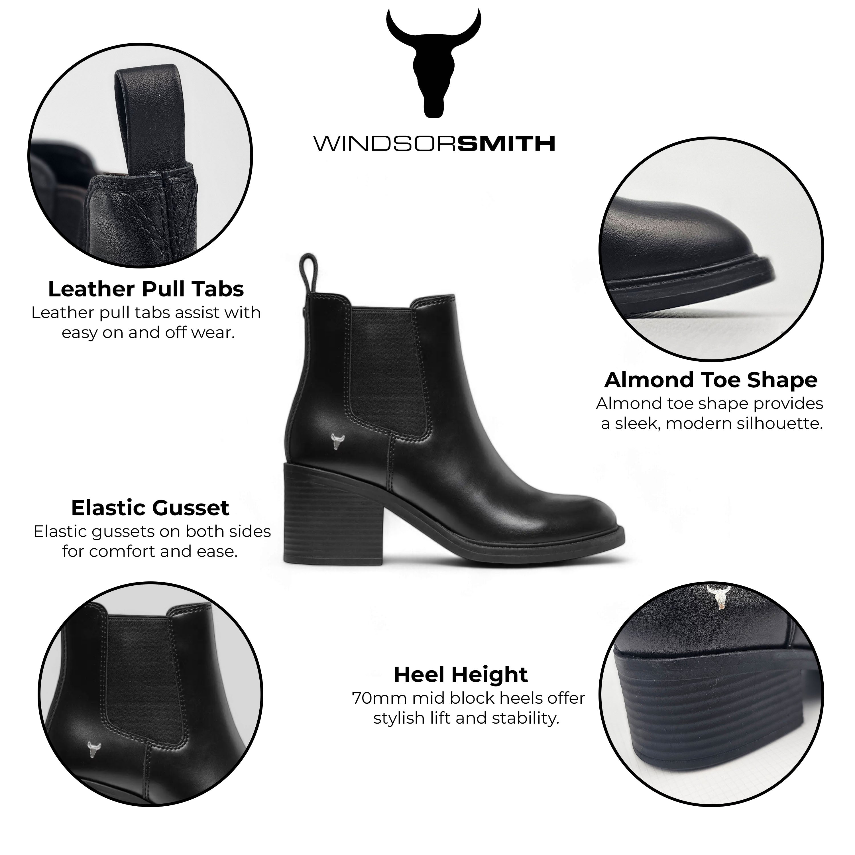 Виндорсмит Блэк Классик Кожа Челси Ботильоны - Варсити Windsorsmith, черный — фото 2