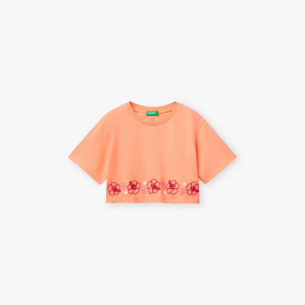 

Футболка Benetton хлопковая с коротким рукавом и логотипом 6-14 лет, оранжевый