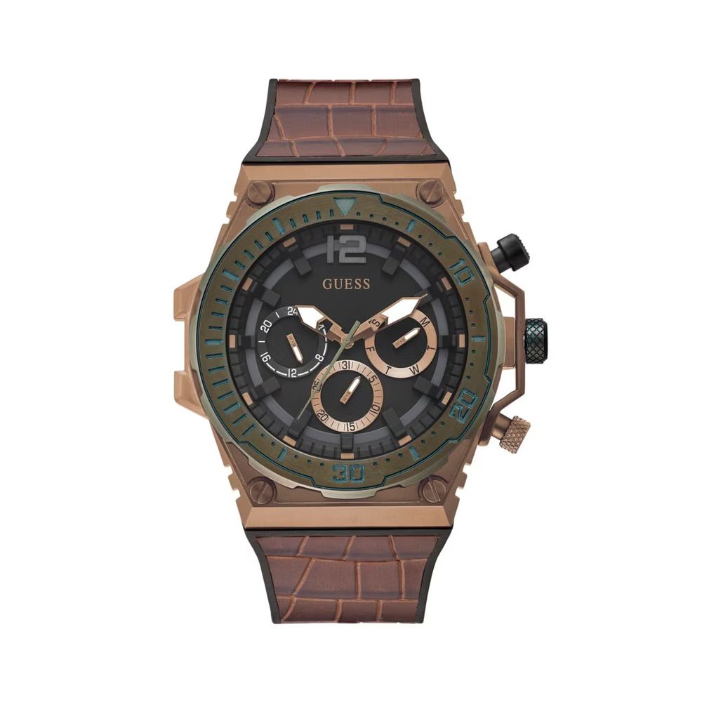 

Часы из коричневого синтетического материала Guess