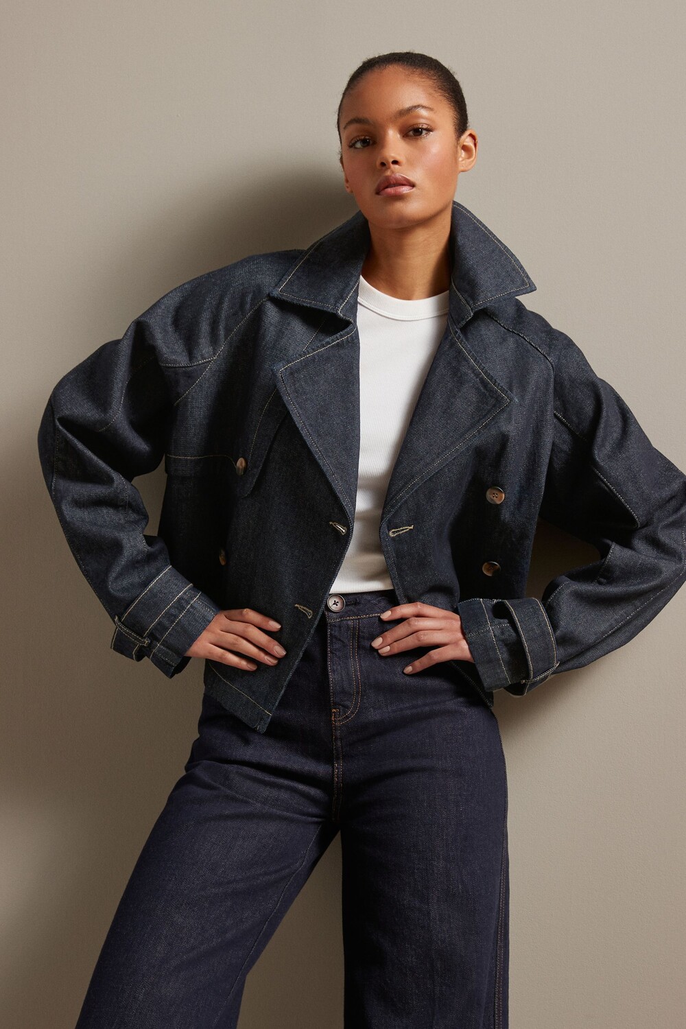 

Укороченный джинсовый тренчкот Next, синий