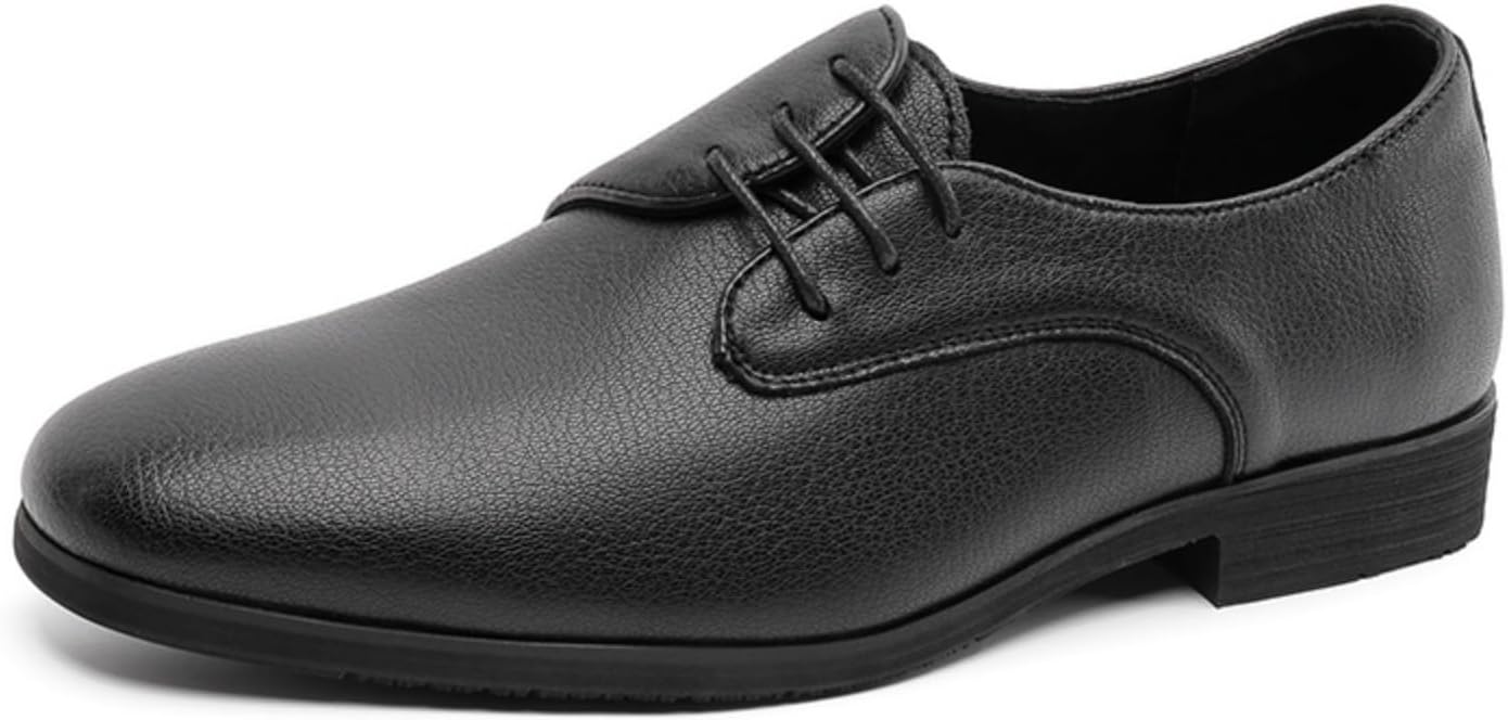 

Мужские винтажные испанские кожаные туфли дерби с шнуровкой, оксфорды, низкие, с круглым носком, противоскользящие, повседневные, для делового, официального, свадебного, выпускного или вечернего мероприятий Qwuieoin, черный