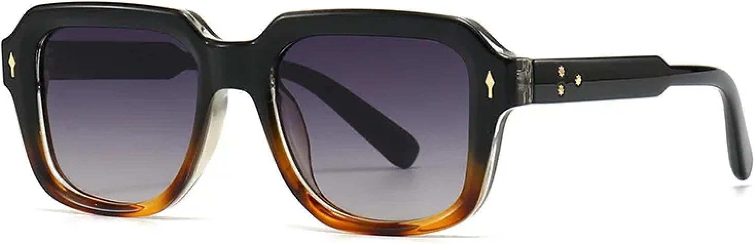 

56819 Дизайнерские солнцезащитные очки с заклепками для женщин, модные, с градиентным переходом цвета, большие размеры, винтажные, для водителей, защита от УФ-излучения UV400 TOIPASTN, C1blackbean