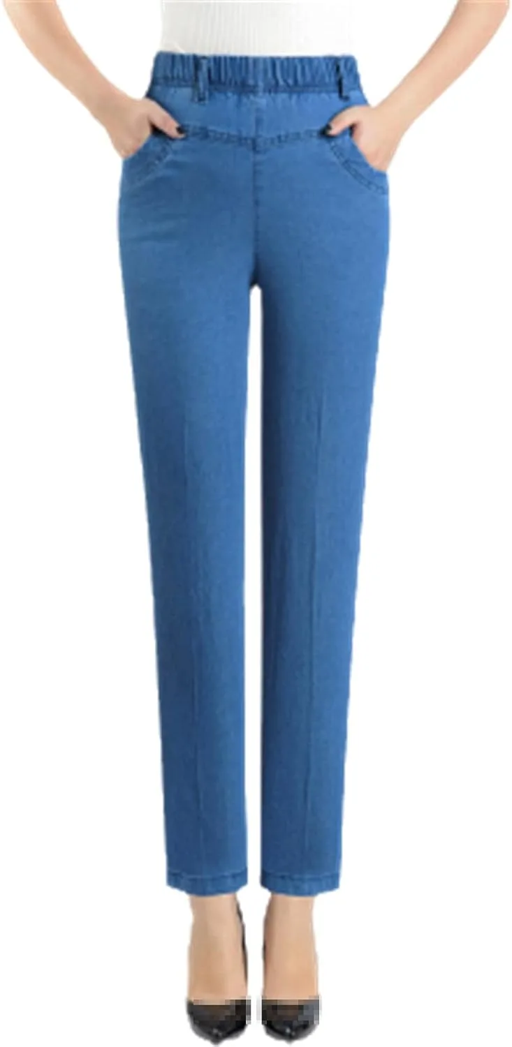 

Женские джинсы летние с карманами Stretch Slim Plus Size UIOKLMJH