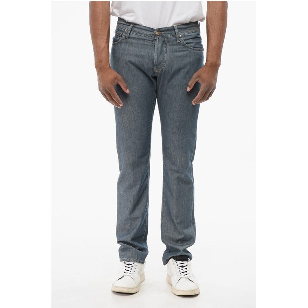 

Джинсы ID из смесового шелка с легкой потертостью Corneliani, Blue