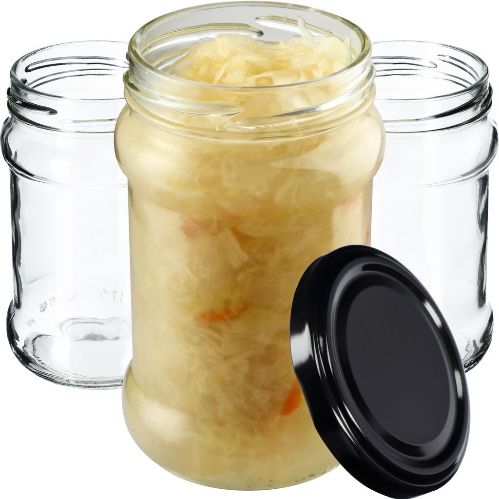 

KADAX Банки для консервирования с крышками "Сено", банки для консервирования, 315 мл, черные крышки, 10 шт. в упаковке