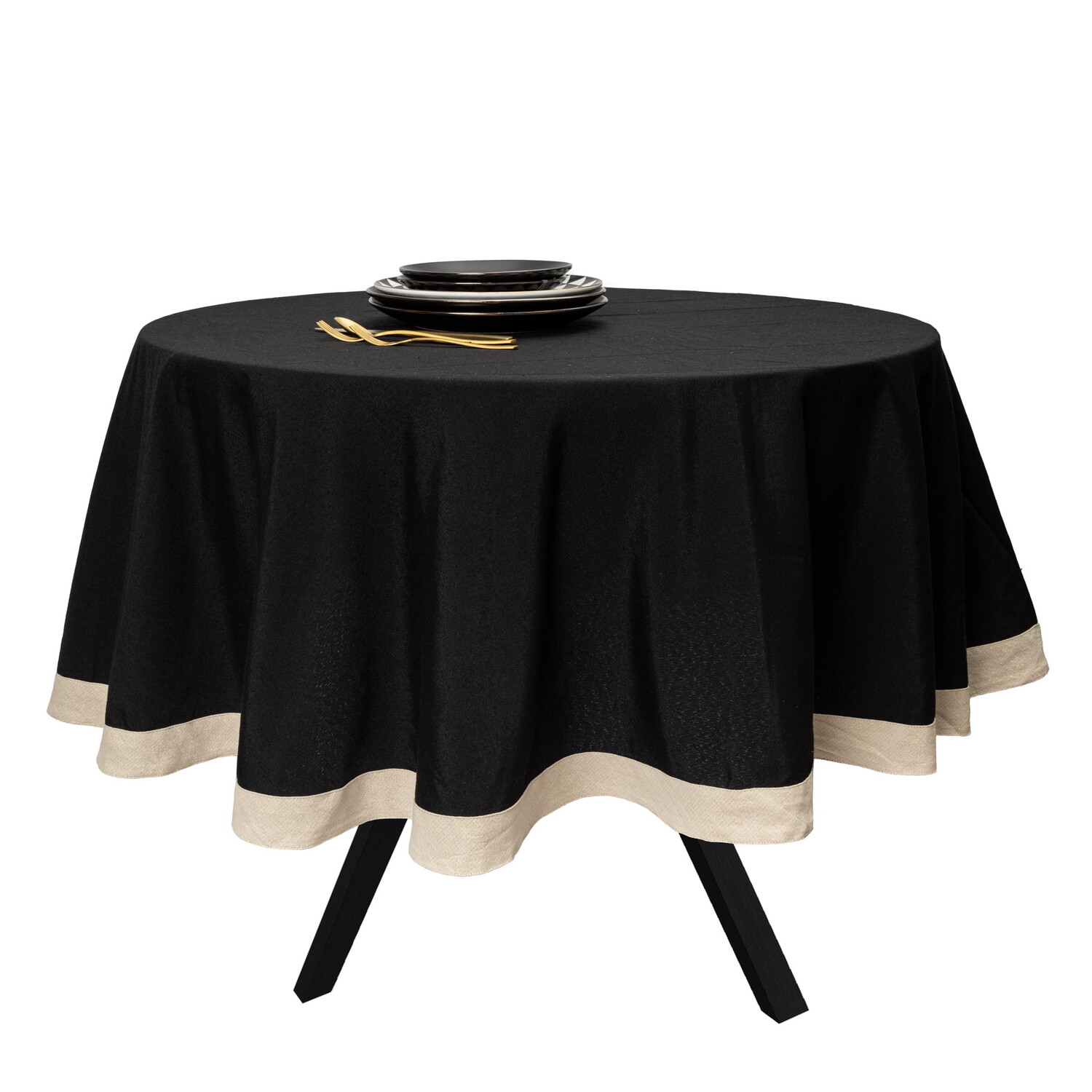 

Круглая скатерть Thyme & Table 70 дюймов, черный/золотой