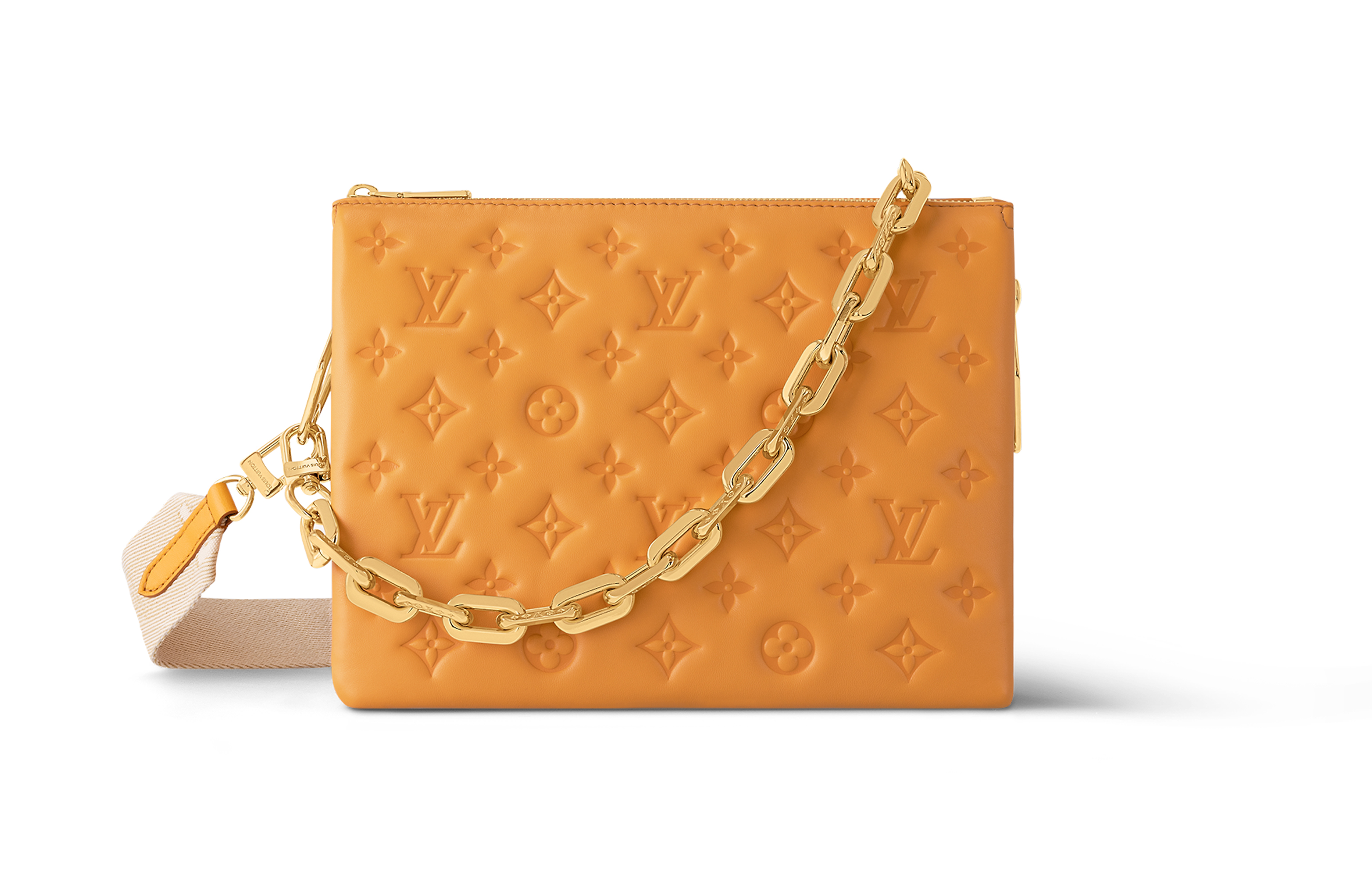 

LOUIS VUITTON Кожаная сумка через плечо маленький размер женская оранжевая