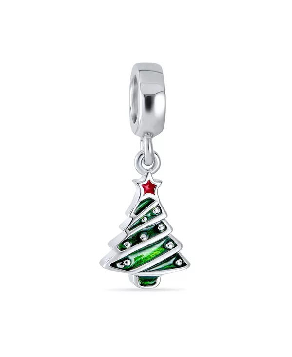 

Бусина-Подвеска в виде рождественской елки с красной звездой из стерлингового серебра Bling Jewelry, green