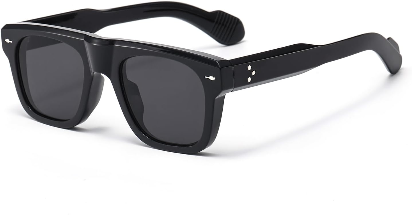 

Солнцезащитные очки LJCZKA в стиле ретро, ​​квадратные, для женщин и мужчин, винтажные, квадратные, с массивной толстой оправой, модные очки 90-х, защита от УФ-излучения UV400, Bright Black Black