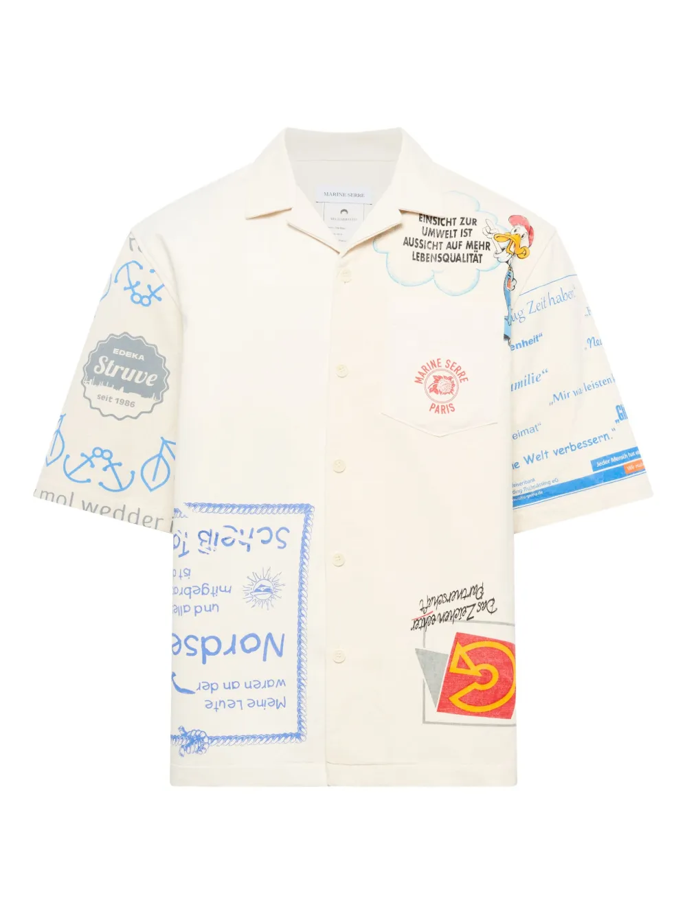 

Рубашка с короткими рукавами и графичным принтом Marine Serre, белый
