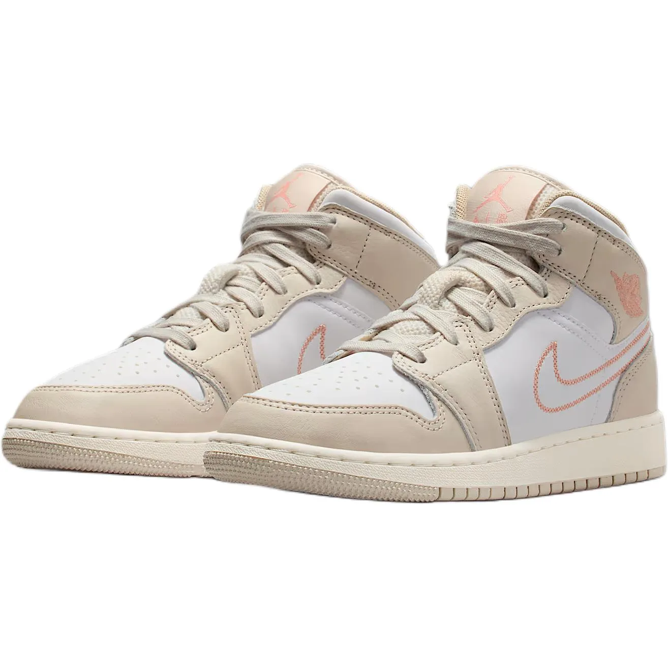 Jordan Air 1 Leather Abrasion Resistant Mid top детские скейтбординг кроссовки Light Brown White для подростков — фото 4