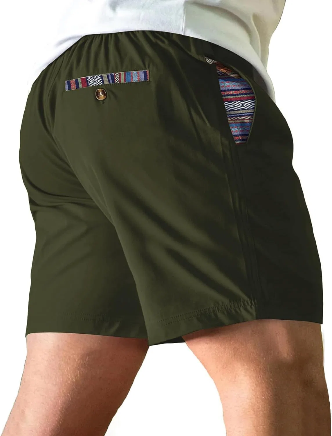 Мужские шорты для бега с карманами, легкие, эластичные, Army Green — фото 2