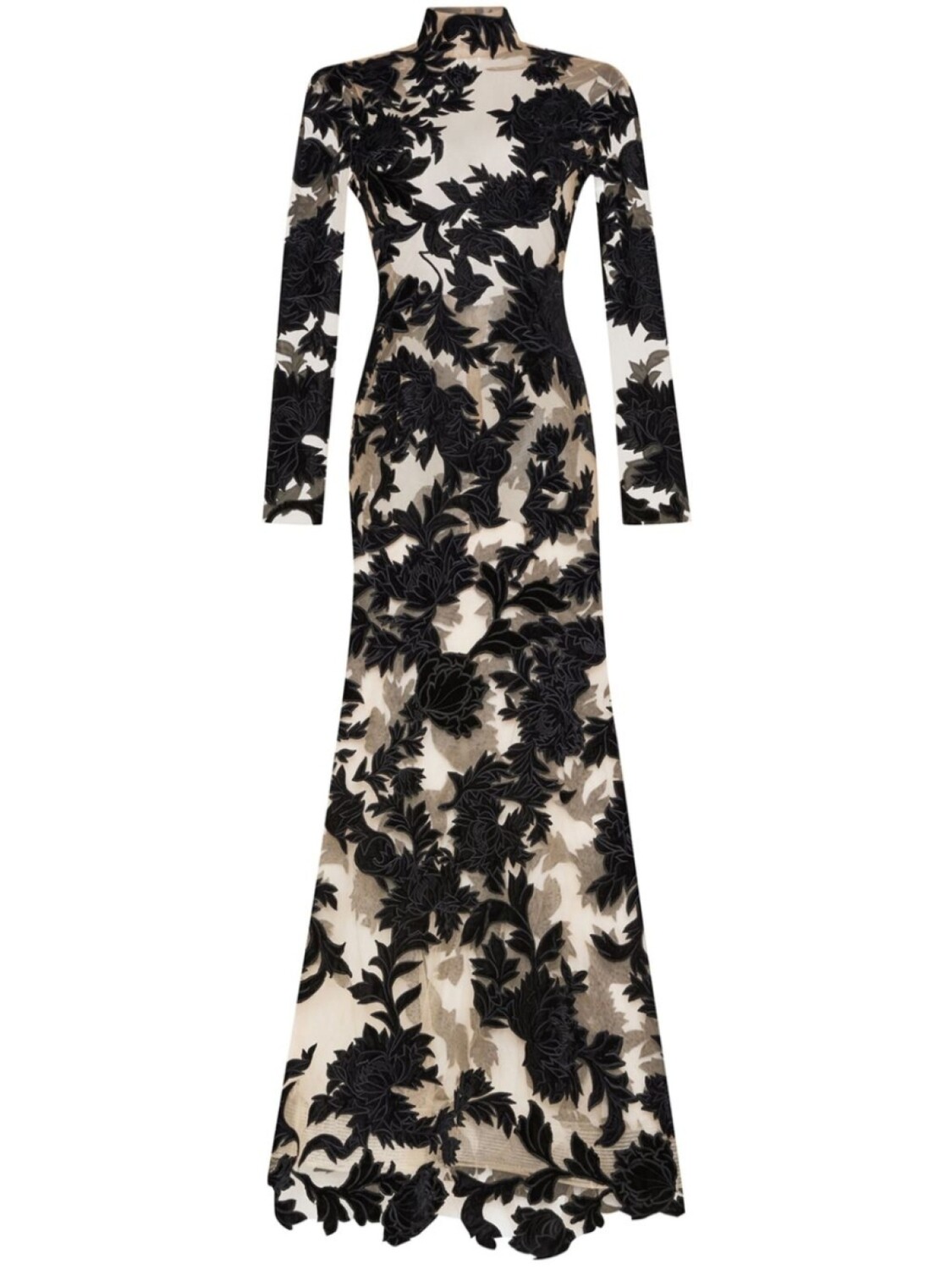 

Oscar de la Renta бархатное гипюровое платье Peony, черный