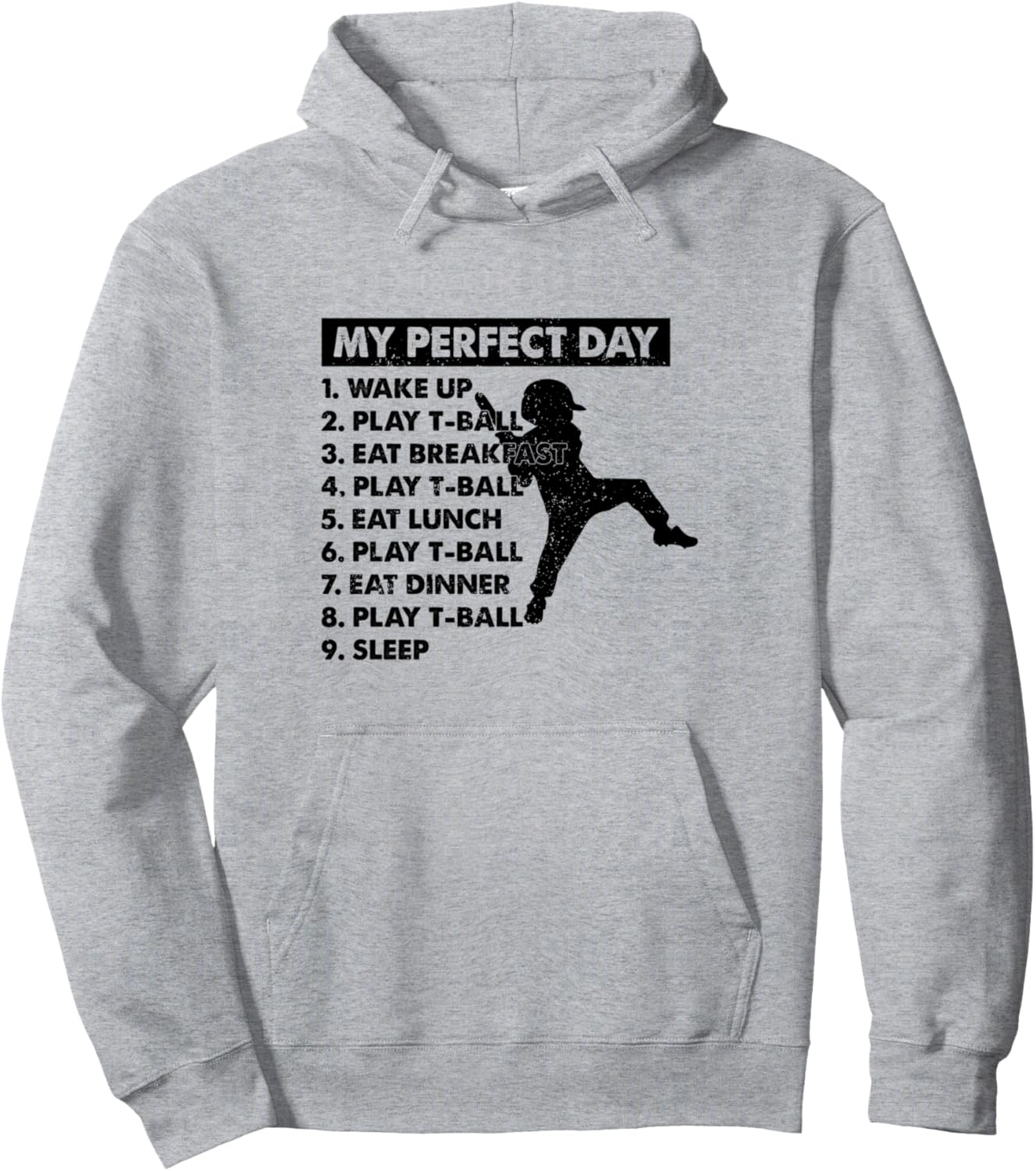 

Толстовка с надписью «T-Ball My Perfect Day Tball Day Plan» Tee-Ball Game Tee-Ball Day Plan, серый