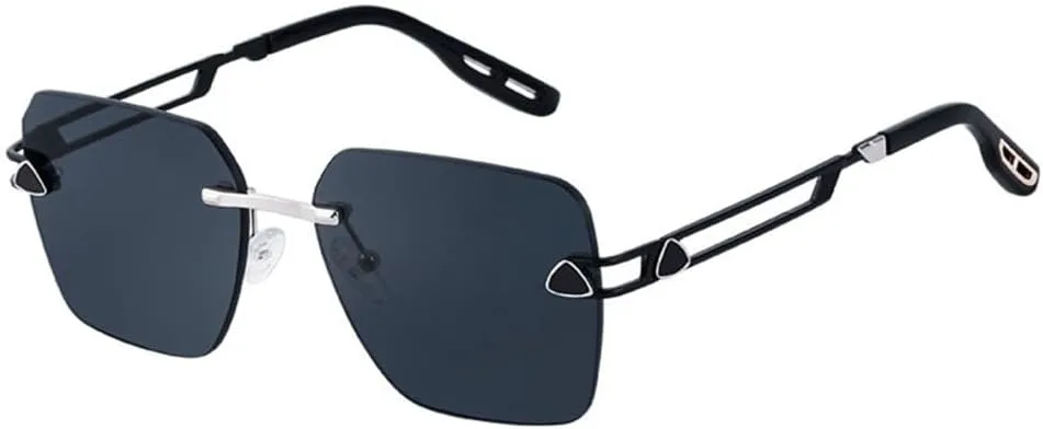 

Модные квадратные солнцезащитные очки для мужчин, солнцезащитные очки без оправы для женщин, стильные винтажные солнцезащитные очки класса люкс MTZJH, C1