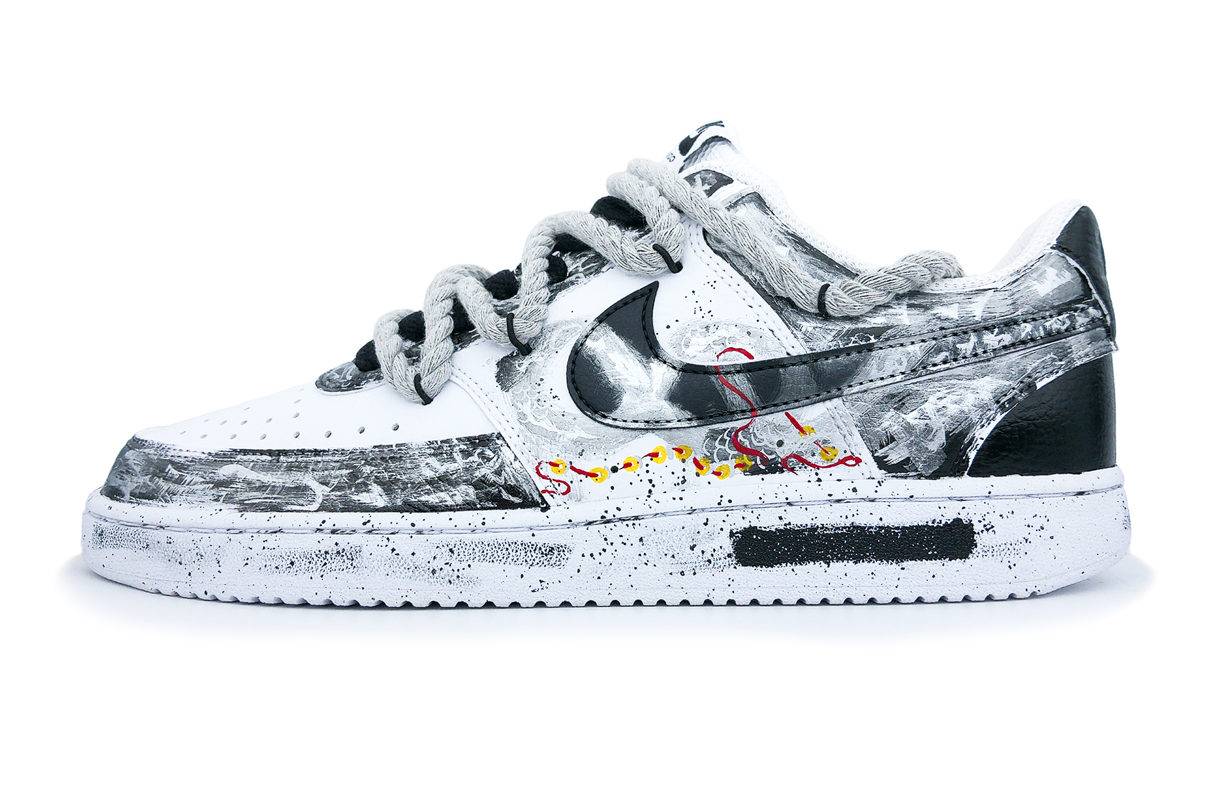 

Nike Кроссовки Court Vision 1 с низким верхом, противоскользящие, износостойкие, легкие, дышащие, мужские, черно-белые