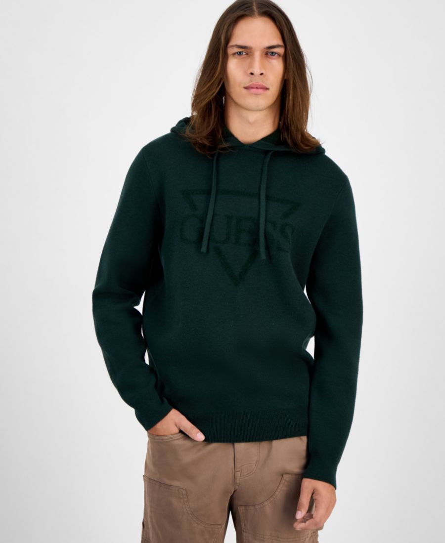 

Мужская флисовая толстовка Joby с длинными рукавами и логотипом GUESS, Chenille Green