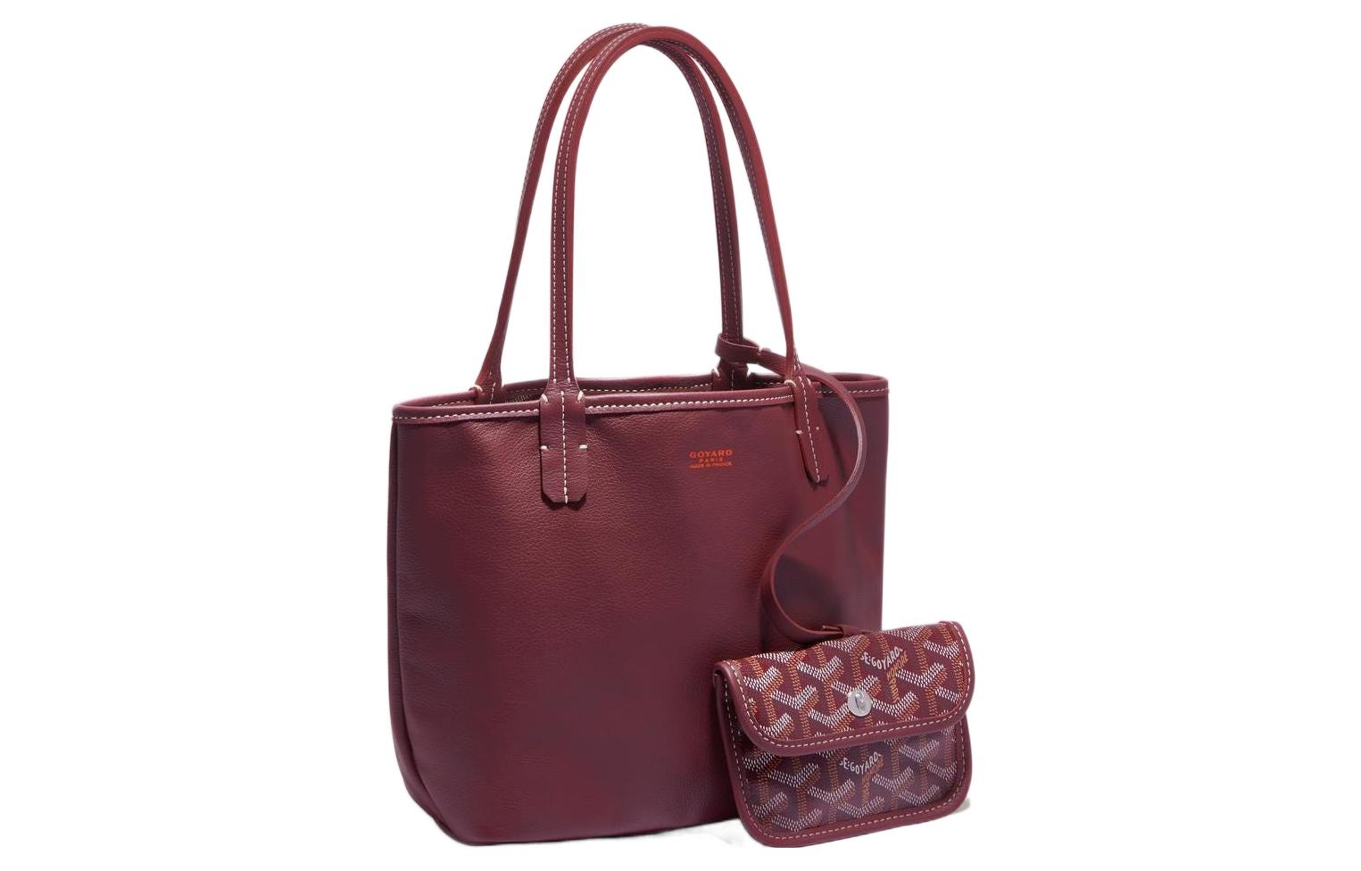 

GOYARD Сумка тоут мини женская с комбинацией холста и кожи, Burgundy