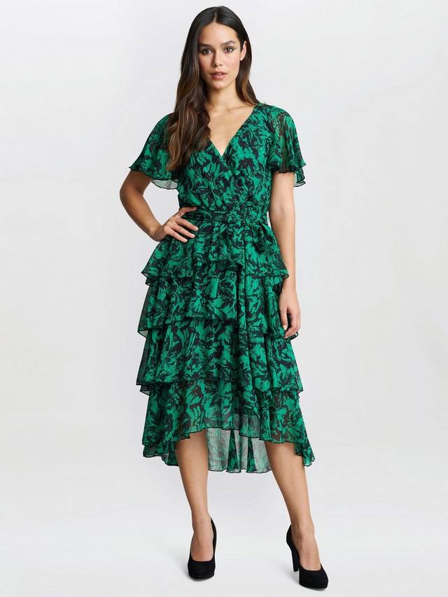 

Многоярусное платье лотти в цветочек Gina Bacconi, цвет Green/Black