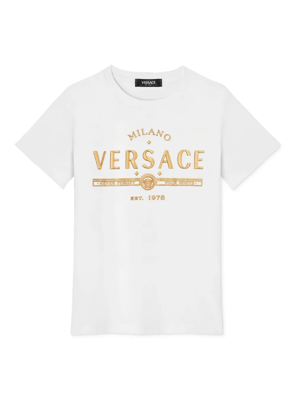 

Футболка с логотипом и блестками Versace Kids, белый