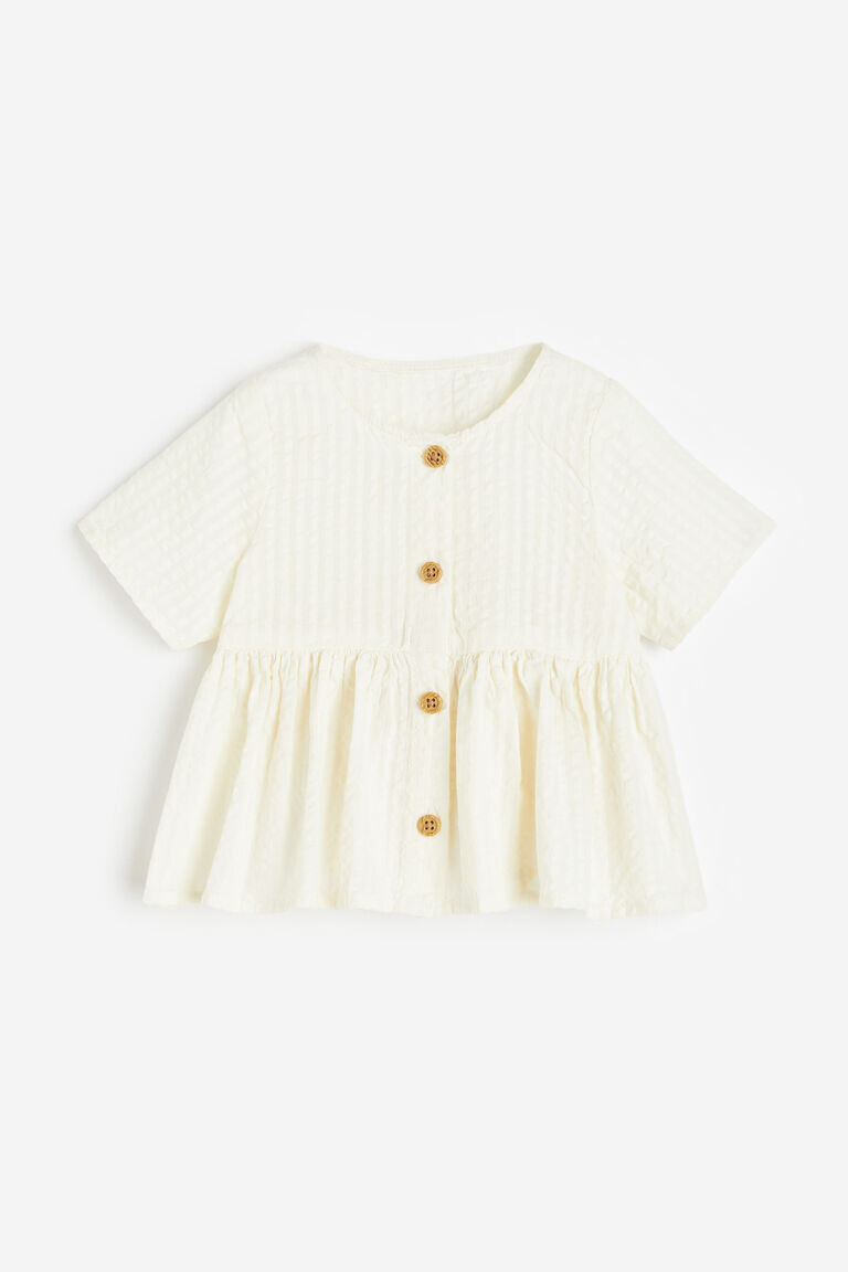 

Блузка из жатого хлопка с баской H&M, белый