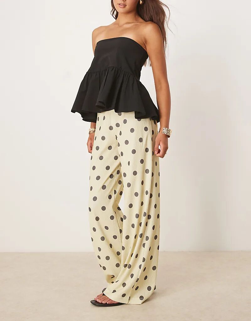 

Широкие брюки ASOS DESIGN в горошек кремового цвета