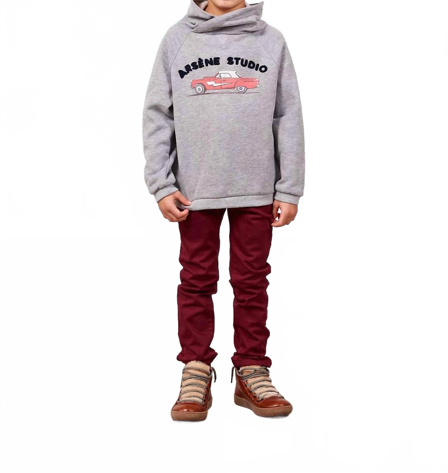 

Свитшот с воротником стойкой в сером меланже Arsène et les Pipelettes, серый