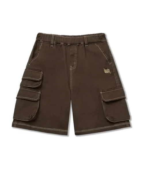 Детские хлопковые брюки карго BROWNBREATH KIDS коричневые — фото 2