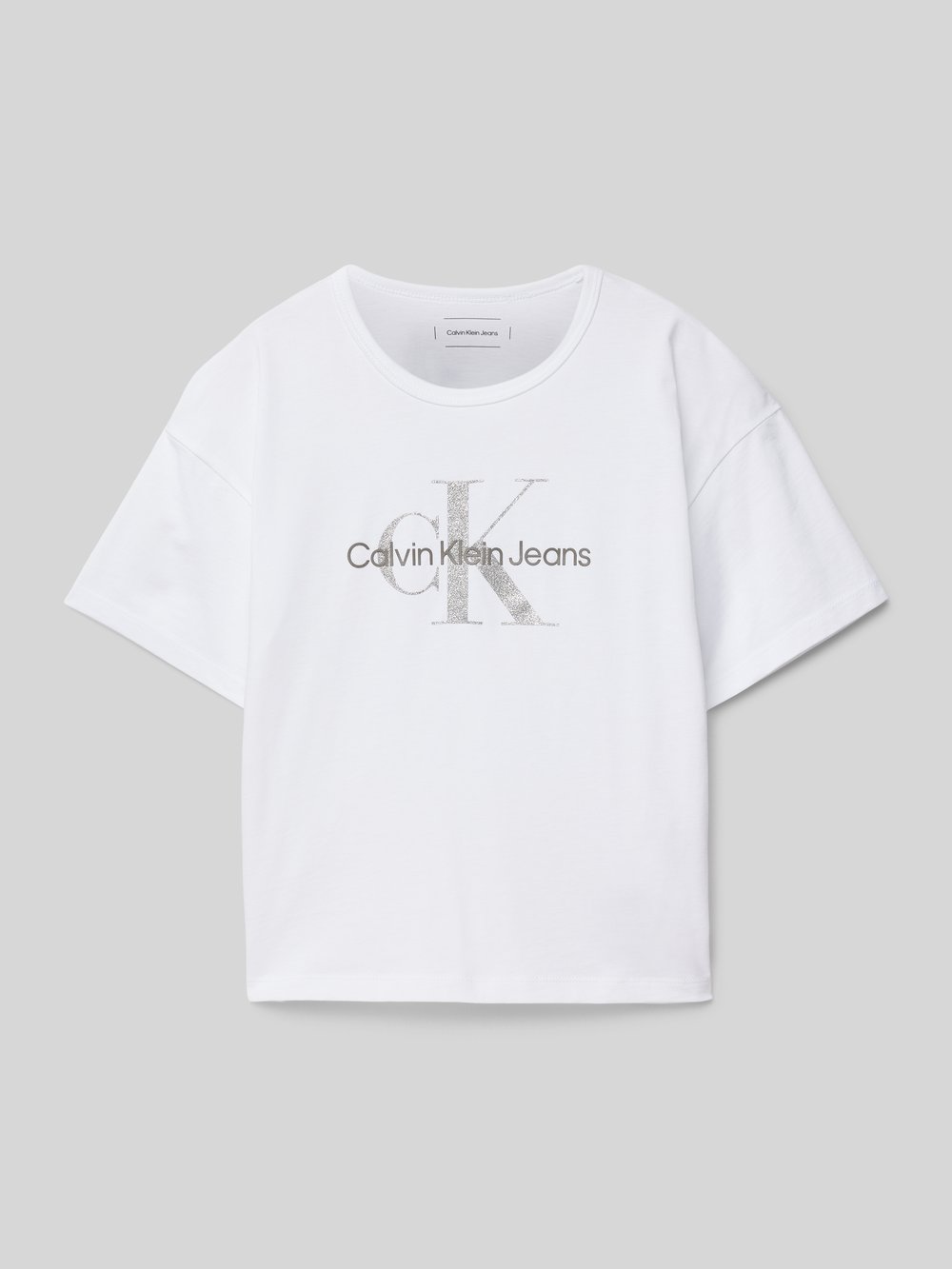 

Укороченная футболка с логотипом Calvin Klein Jeans, белый