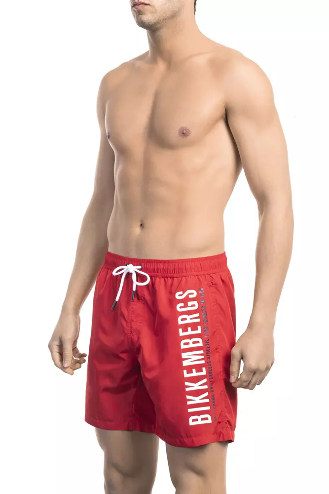 

Красные мужские шорты для плавания из полиэстера Bikkembergs