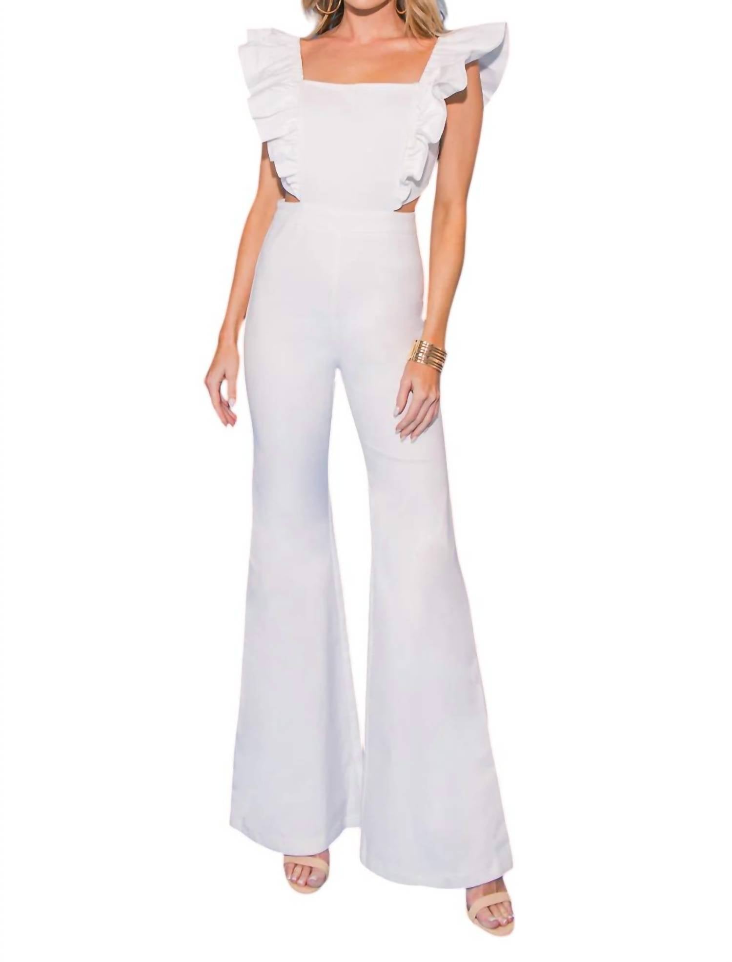 

Очаровательный комбинезон Dream Stretch Denim из белого денима FLYING TOMATO