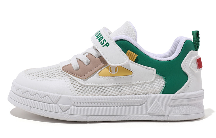 

Детские низкие скейтбордистские кроссовки Big Wasp, белый зеленый[mesh]