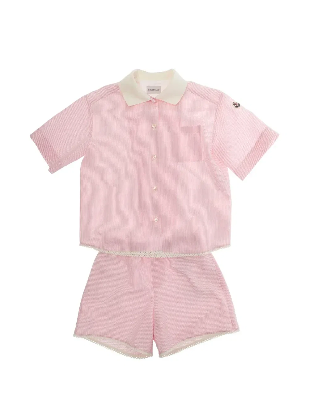 Комплект из топа и шорт в полоску Moncler Enfant, розовый