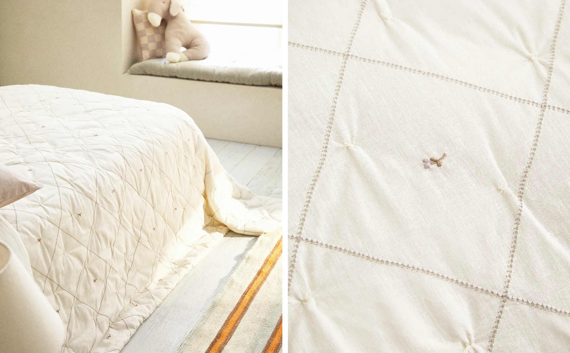

Детское льняное одеяло с вышивкой Zara Home, цвет Mauve