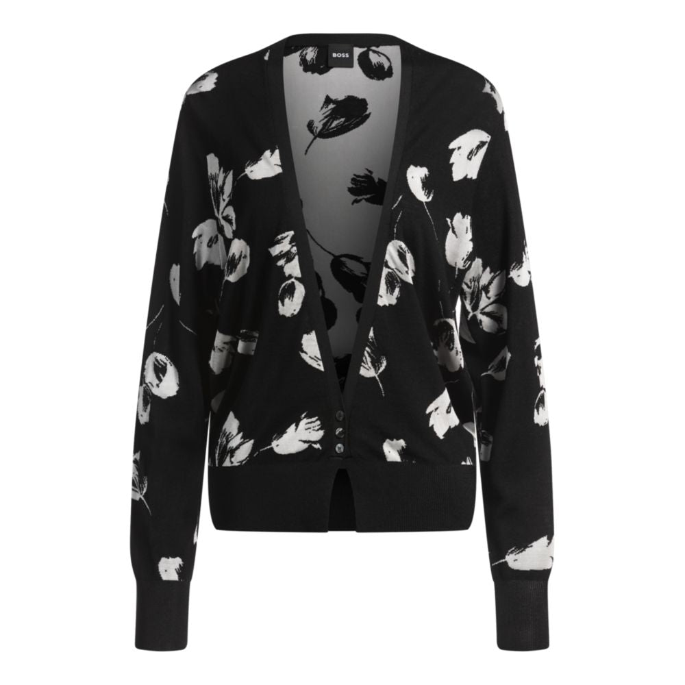 

Кардиган из мериносовой шерсти с жаккардовым узором «тюльпан» BOSS, цвет patterned