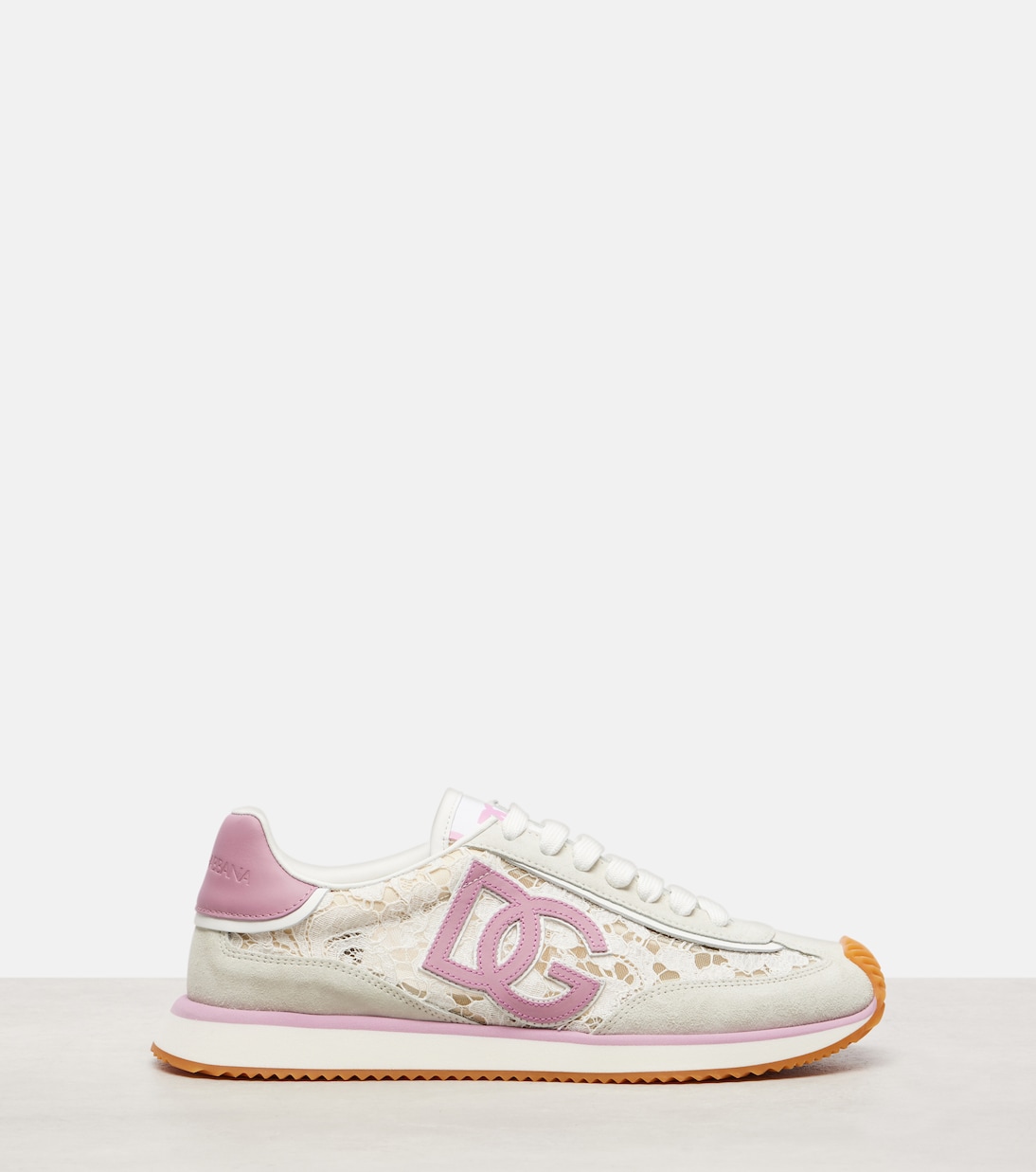 DG Кроссовки с мягкой стелькой и кожаными вставками Dolce&Gabbana, Bianco/Rosa — фото 4