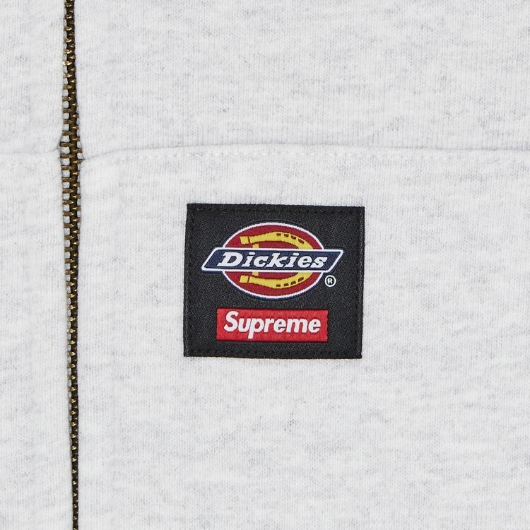 Толстовка Supreme x Dickies Quilted Lined Zip Up Hooded Sweatshirt Ash Grey, серый — фото 2