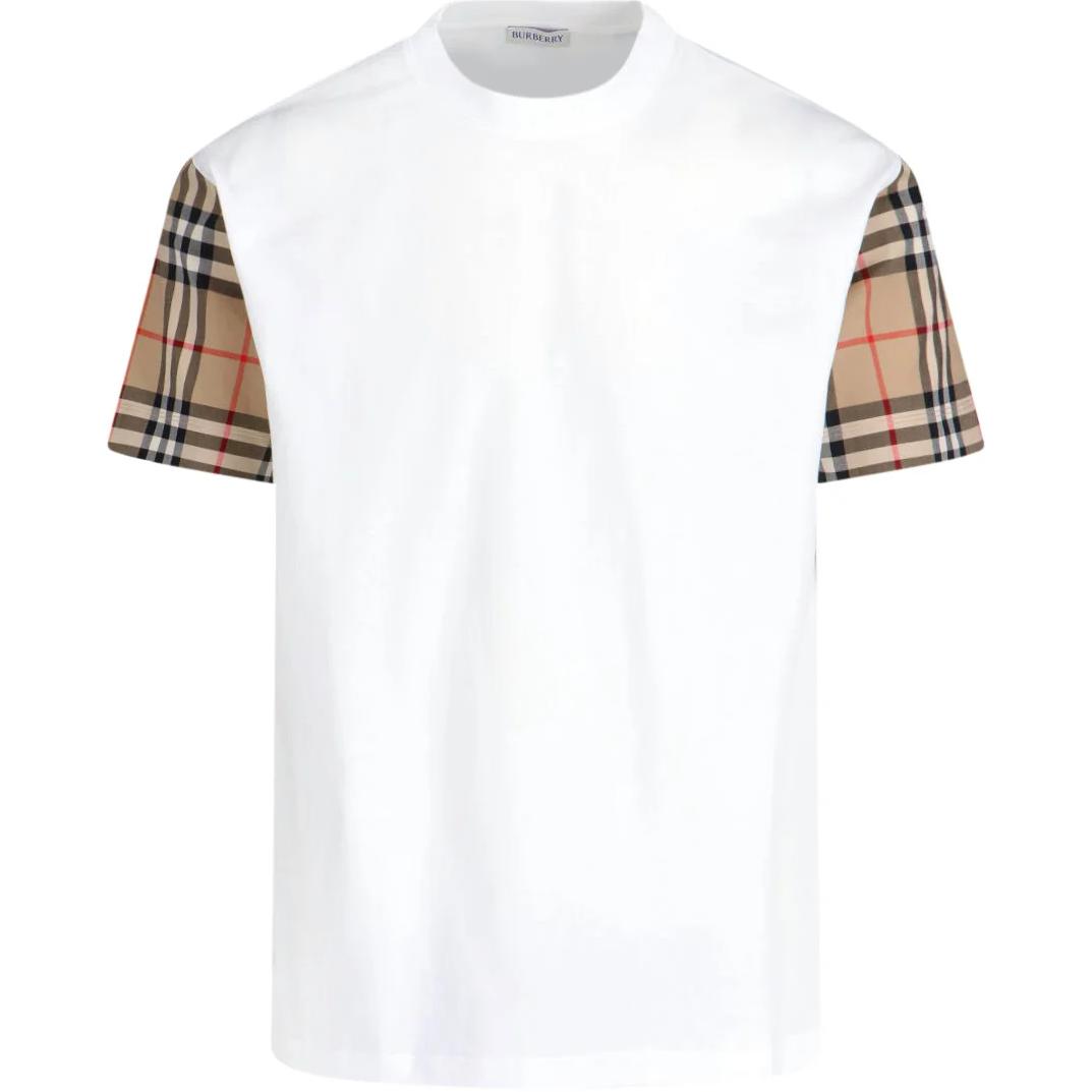 Футболка Burberry, винтажная клетчатая, белый — фото 3
