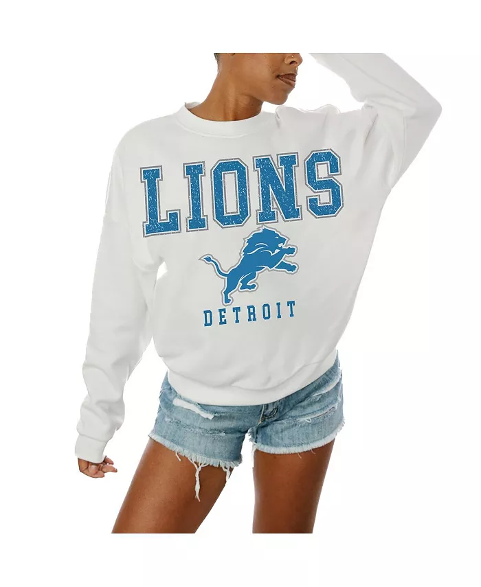

Женская белая толстовка свободного кроя с круглым вырезом Detroit Lions Sunday Drives Gameday Couture