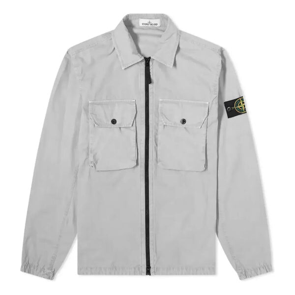 

Куртка 2 pocket brushed cotton shirt jacket 'light grey' Stone Island, серый